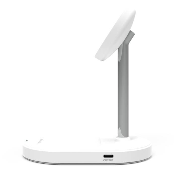 قاعدة شحن لاسلكية بريميوم 3 في 1 من بايكرون، وشاحن بقوة 25 واط مع 2 متر كابل يو اس بي سي، BA-WC-005 – أبيض