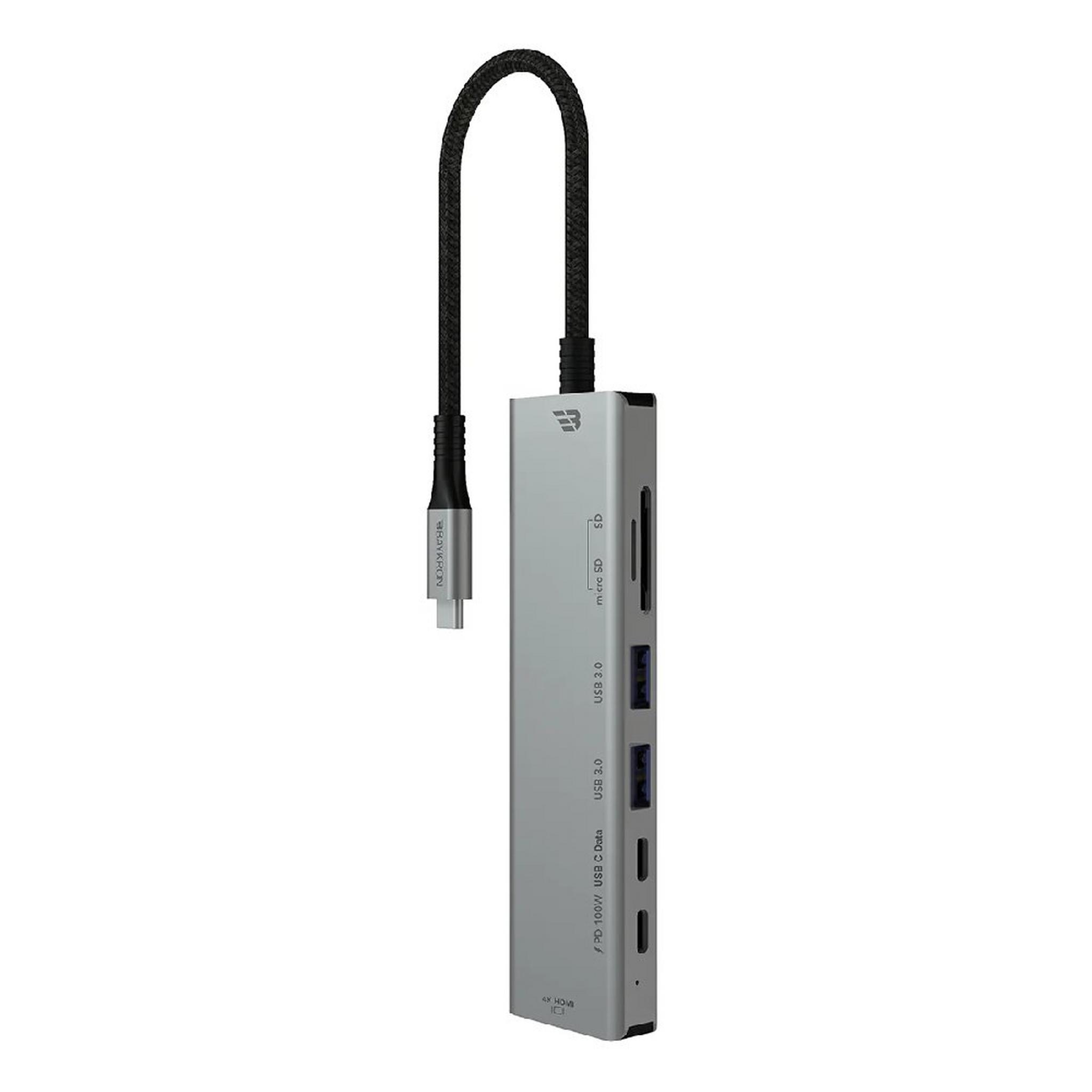 BAYKRON Premium Explorer Hub, USB-C PD100W, USB 3.0, 4K HDMI, BA-CC-001- Silver