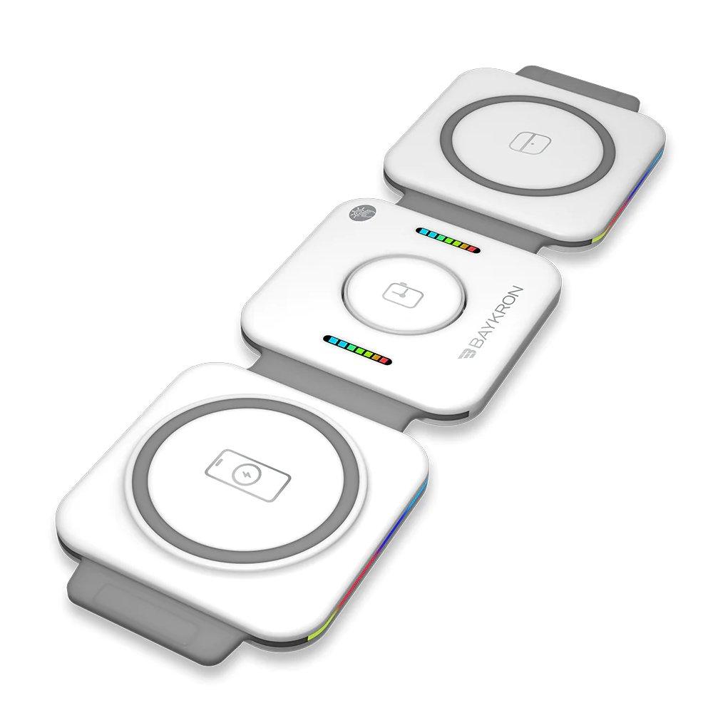 شاحن لاسلكي قابل للطي من بايكرون، BKR-FLD-WC-WHT - أبيض