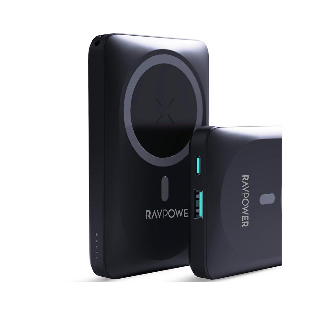 بطارية شحن خارجي مغناطيسي لاسلكي من راف باور، 20 واط، 10000 مللي أمبير، RP-PB1212 - أسود