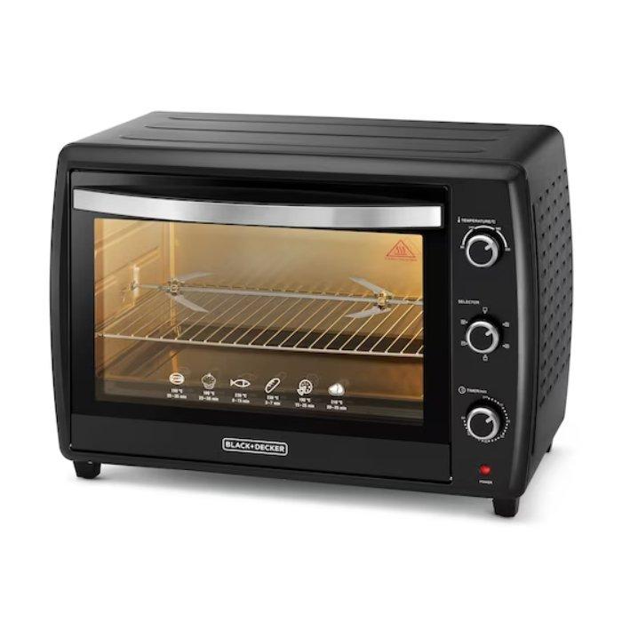 Black+Decker Toaster Oven with Double Glass and Rotisserie, 70L, 2200W, TRO70RDG-B5– Black