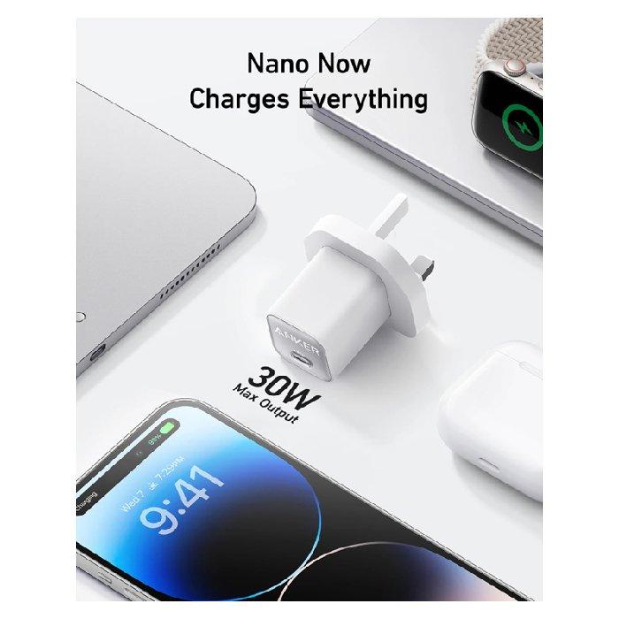 شاحن حائط 511 من انكر (نانو 3، 30 واط)، A2147K21 - أبيض