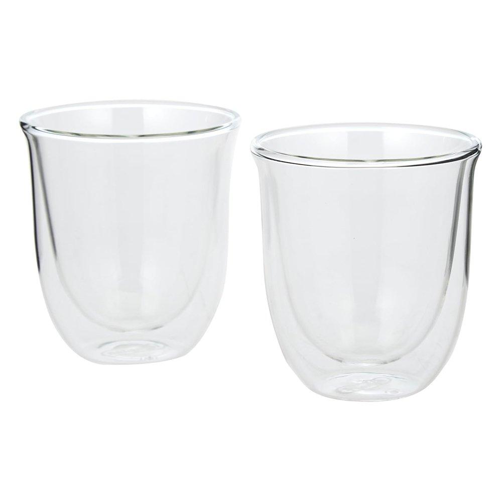 Delonghi 2 Double Wall Cappuccino Glasses, 270 ml, DLSC311 – Transparent