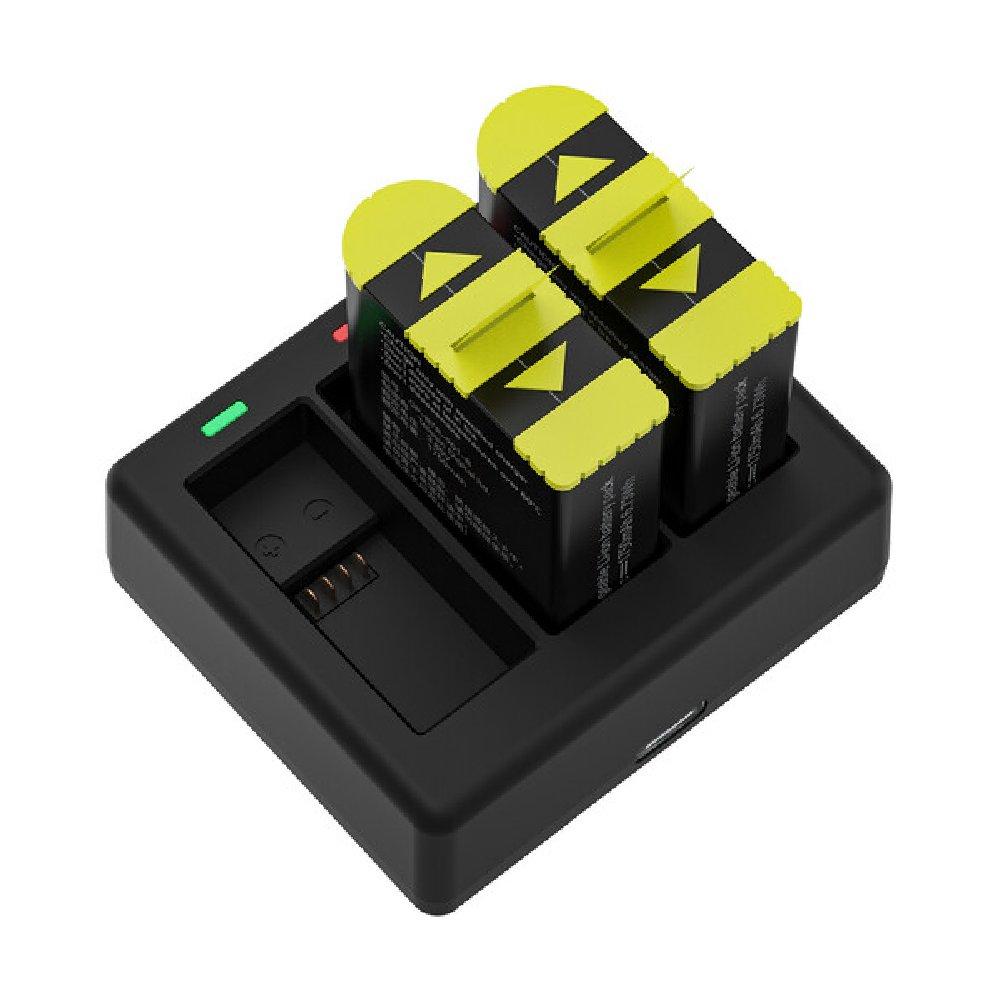 TELESIN 3 Slots Battery Charger With 2 Pcs Full Decoded Batteries Set for Gopro Hero 9/10, GP-BTR-903-B