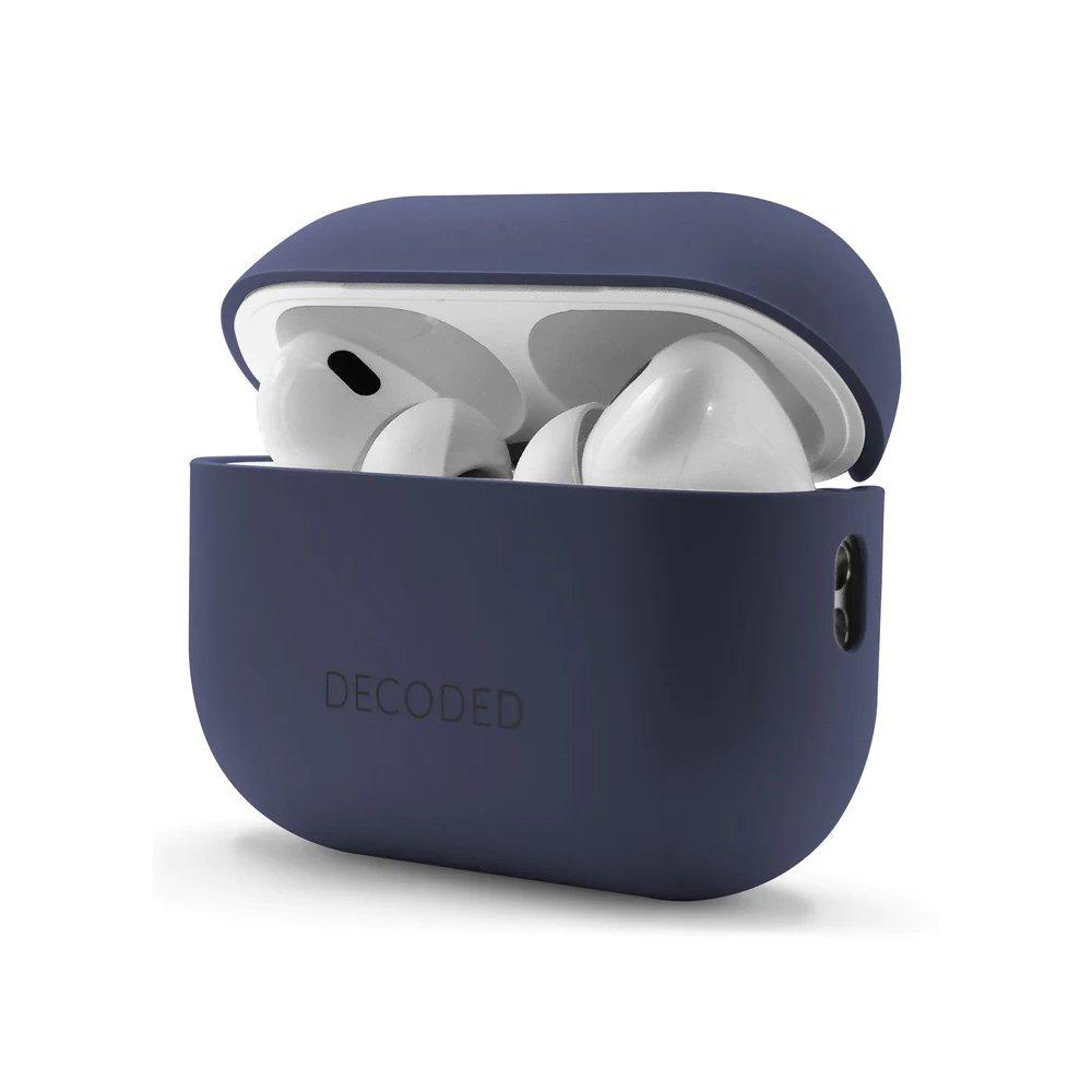 PITAKA Decoded Silicone Case for AirPods Pro 2nd Gen, D23APP2C1SMNY - Navy Peony Blue