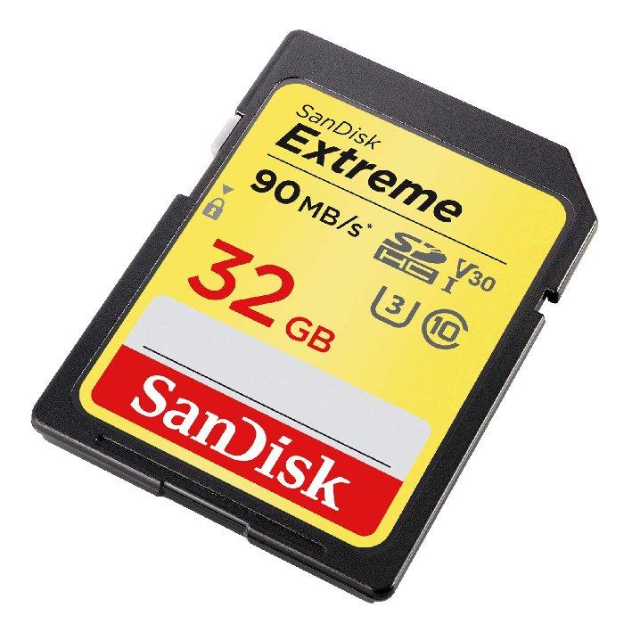 Sandisk UHS-I SDHC Extreme Memory Card, 32GB, 90Mb/S, Pack of 2 - SDSDXVE-032G-GNCIN