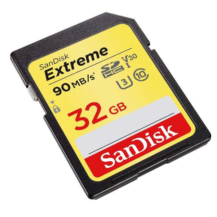 Sandisk UHS-I SDHC Extreme Memory Card, 32GB, 90Mb/S, Pack of 2 - SDSDXVE-032G-GNCIN
