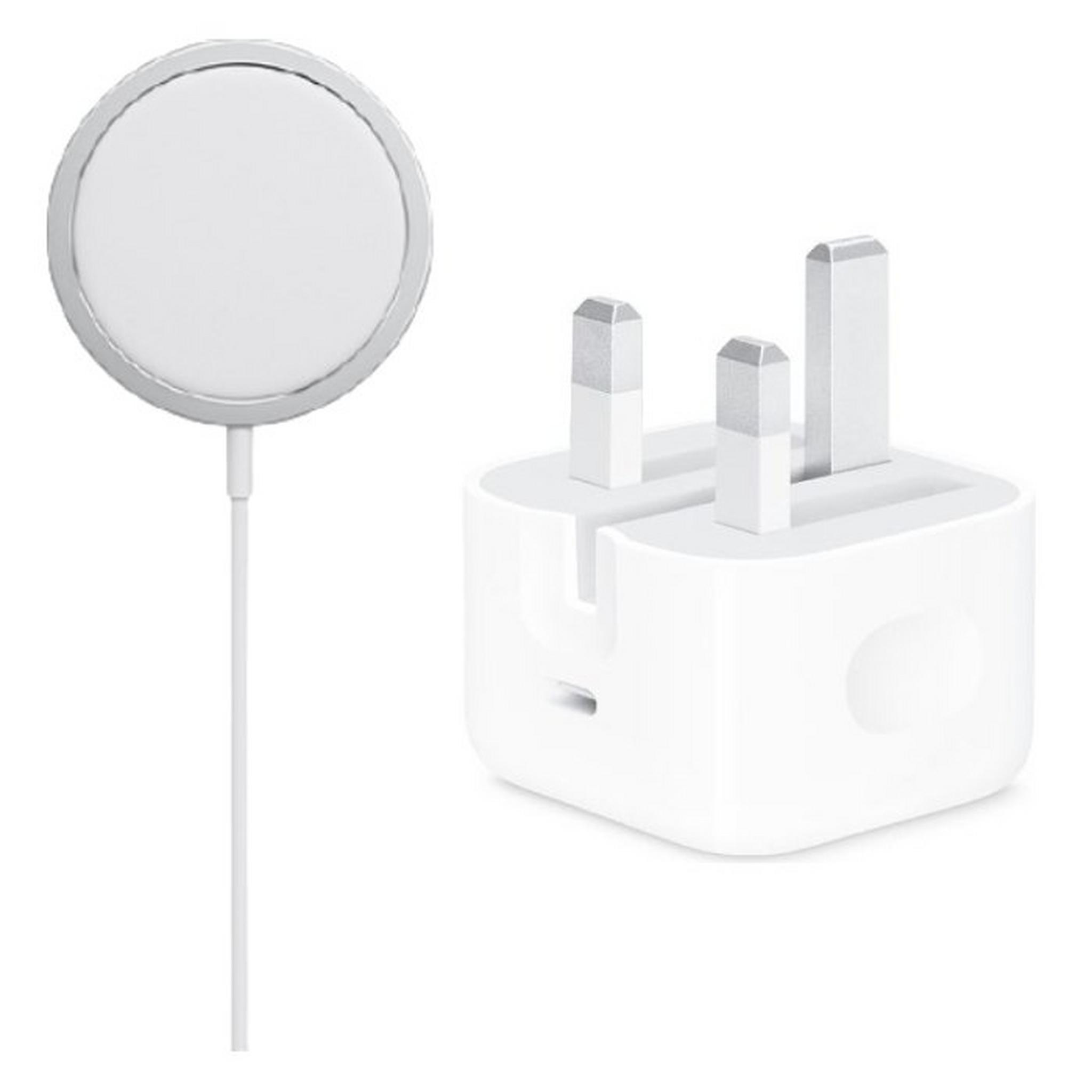 Apple 20W USB-C Power Adapter (MHJF3B/A) + MagSafe Wireless Charger (MHXH3ZE/A) - White