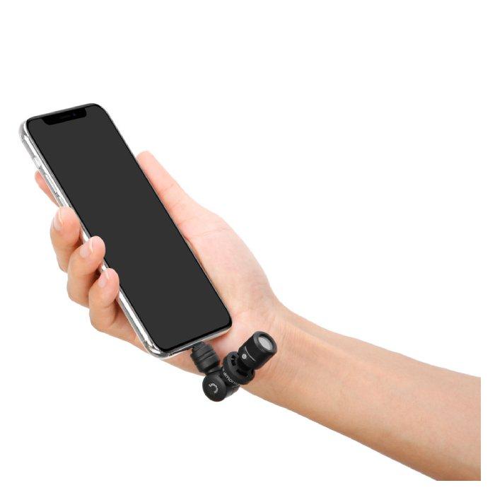 ميكروفون سمارت مايك دي ميني مكثف متعدد الاتجاهات صغير الحجم للغاية من سارامونيك مع محول لايتننج - أسود