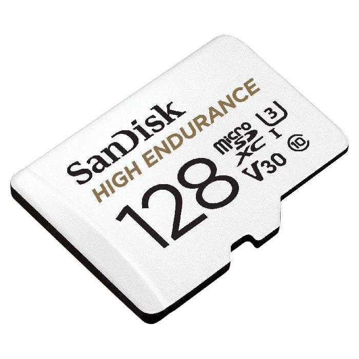 Buy Sandisk high endurance micro sdxc, 128gb + sd adapter, sdsqqnr-128g-gn6ia – white in Kuwait