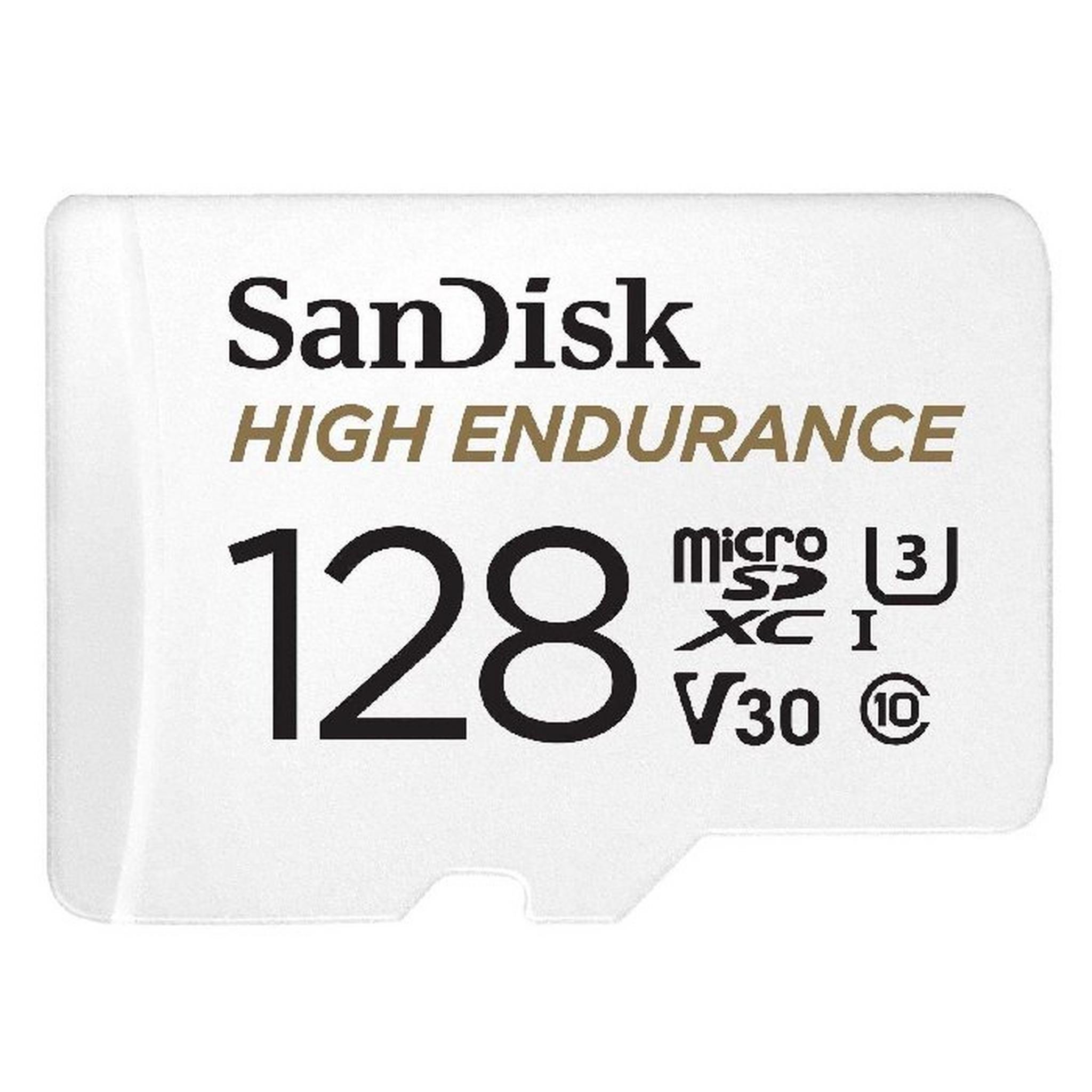 بطاقة ذاكرة مايكرو اس دي اكس سي عالية التحمل من سانديسك، 128جيجابايت + محول اس دي، SDSQQNR-128G-GN6IA - أبيض