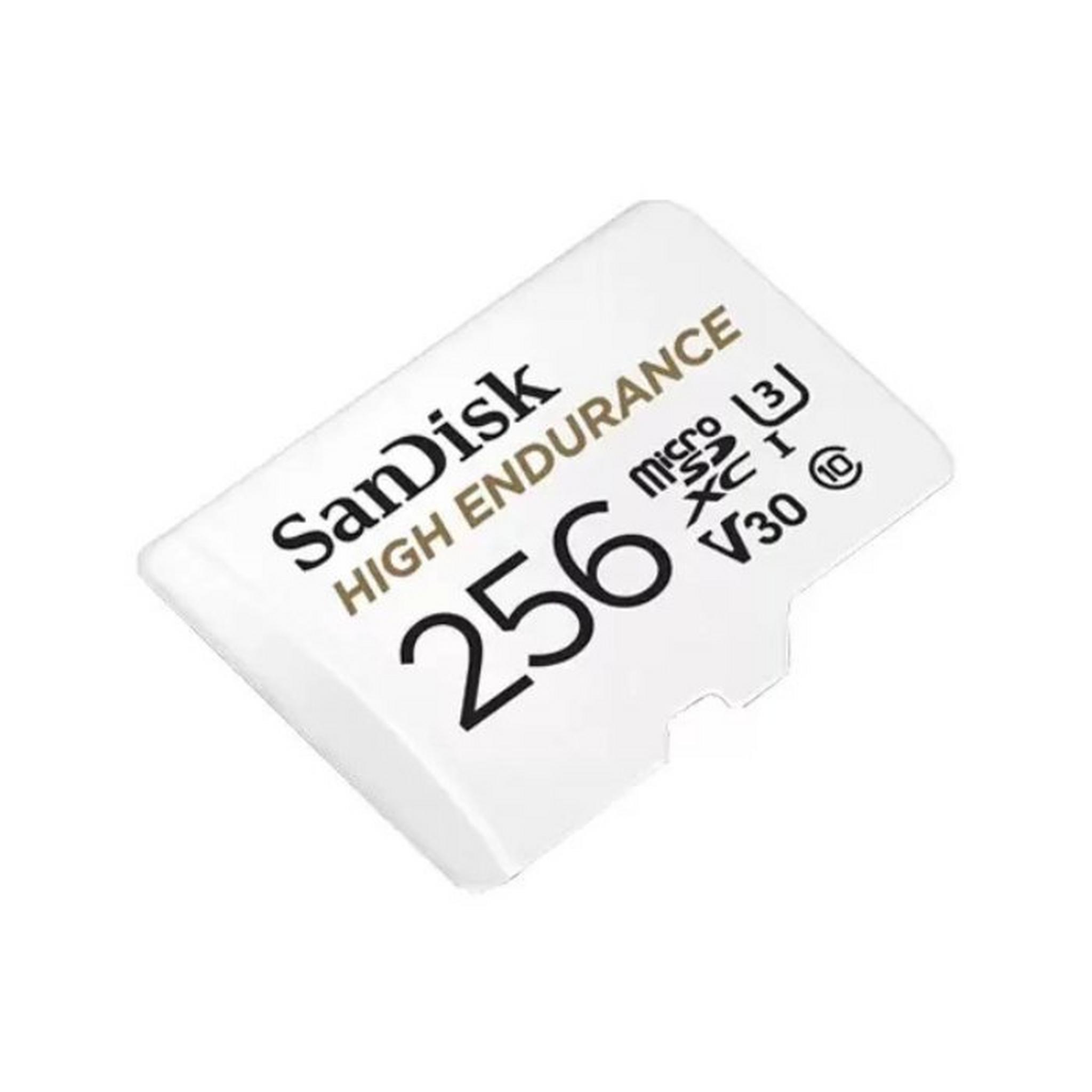 بطاقة ذاكرة مايكرو اس دي اكس سي عالية التحمل من سانديسك، 256 جيجابايت + محول اس دي، SDSQQNR-256G-GN6IA - أبيض