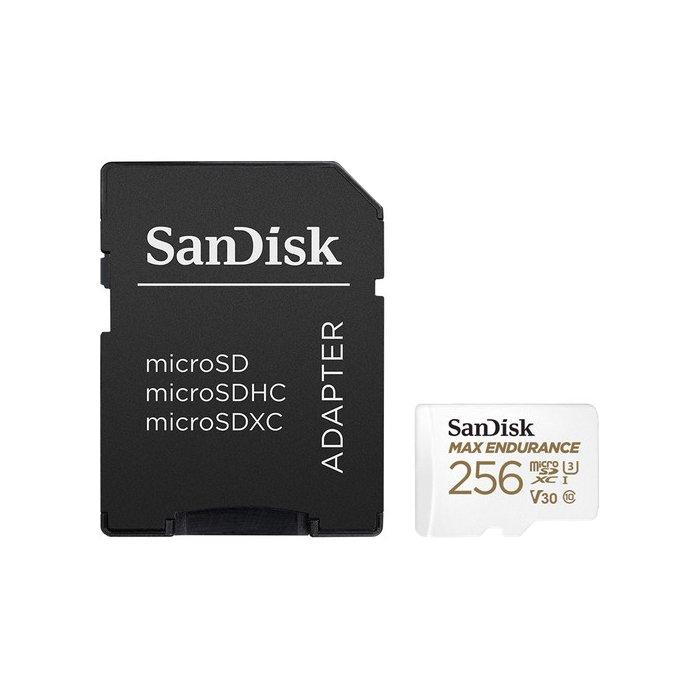 Sandisk Max Endurance Micro SDXC Card, 256GB, SD Adapter, SDSQQVR-256G-GN6IA - White