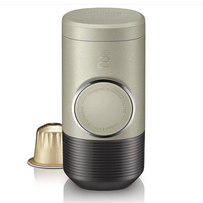 ماكينة تحضير القهوة ميني بريسو ان اس2 المحمولة من واكاكو، سعة 80مل، WC-MINIP-NS2 – رمادي/زيتي