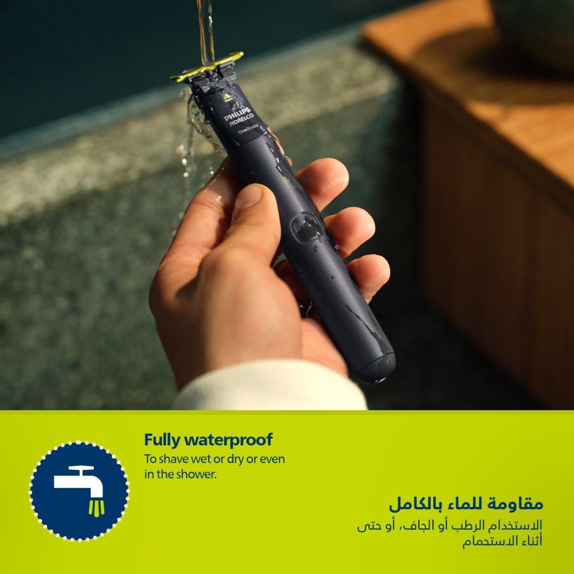 Philips OneBlade Hybrid Styler for Trim, Shave, Edge 2-Comb, QP1424/10 - Lime Green/Charcoal Grey