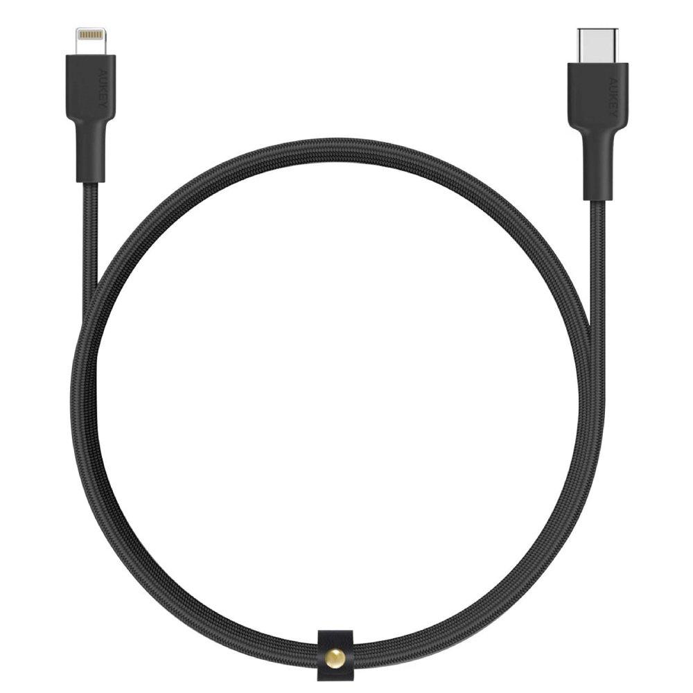 أوكي Aukey Braided Nylon Usb C To Lightning Cable 1 8m