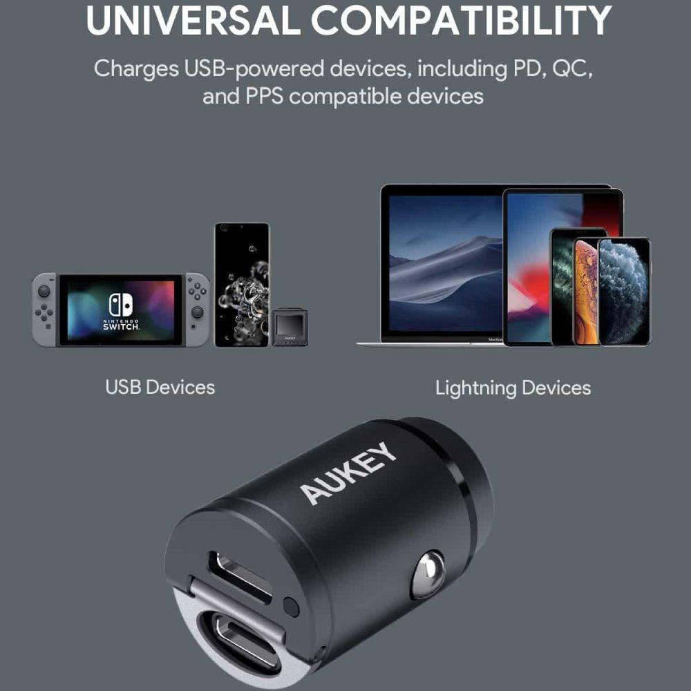 شاحن سيارة من أوكي بمنفذين يو اس بي - سي بقوة 30 واط يو اس بي - سي