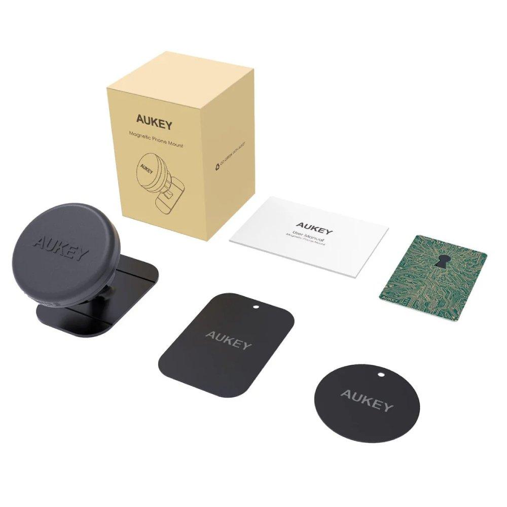 Aukey Universal Magnetic Car Phone Mount Holder, Adjustable Angle Black