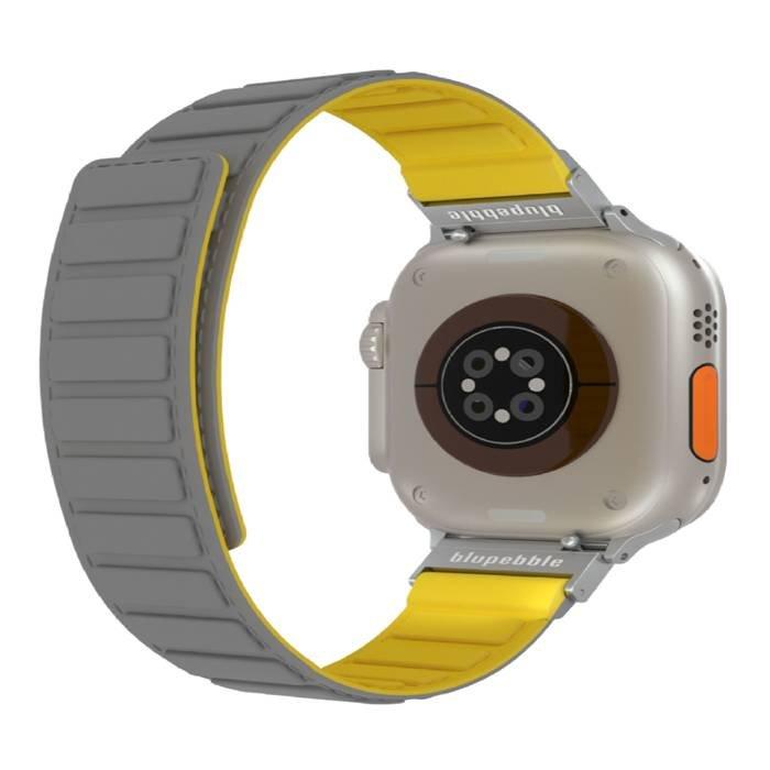 سوار سيليكون مغناطيسي قابل للعكس لساعة أبل مقاس 49/45/44/42 ملم من بلوبيبل، BP-CTORRI49-GYYL - رمادي وأصفر