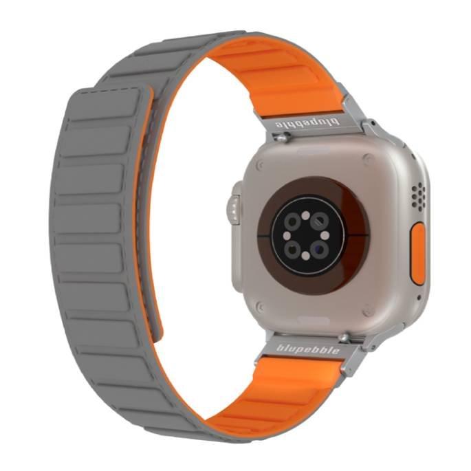 سوار سيليكون مغناطيسي قابل للعكس لساعة أبل مقاس 49/45/44/42 ملم من بلوبيبل، BP-TERMINIO49-GYOR - رمادي وبرتقالي