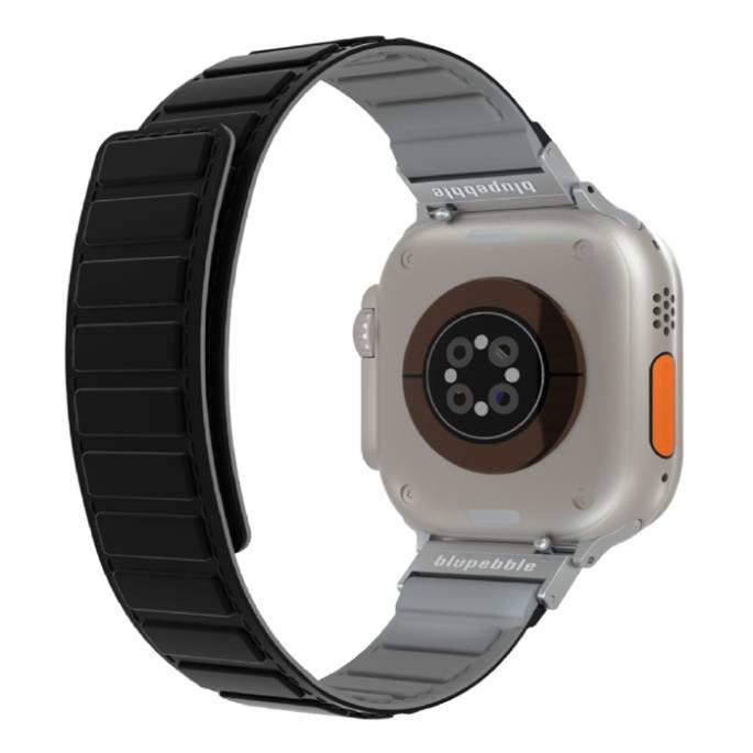 سوار سيليكون مغناطيسي قابل للعكس لساعة أبل مقاس 49/45/44/42 ملم من بلوبيبل، BP-SPORDOI49-BKGY – أسود ورمادي
