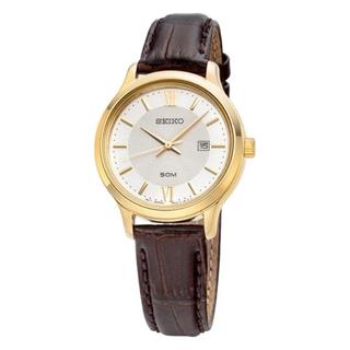 Buy Seiko regular ladies watch, analog, 30mm, leather strap, sur644p1 – brown in Kuwait