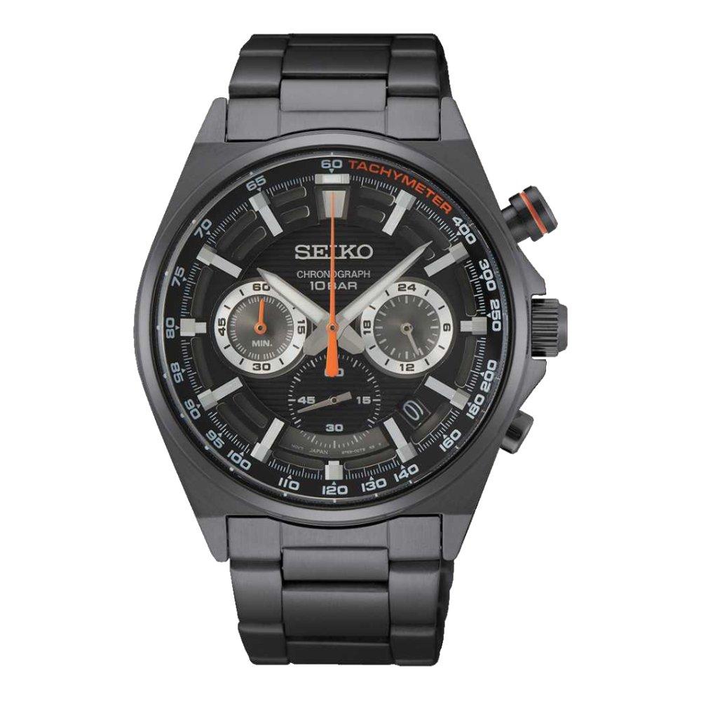 SEIKO Regular Men's Watch, Chronograph, 41mm, Stainless Steel Strap, SSB399P1 – Black
