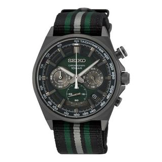 Buy Seiko regular men's watch, chronograph, 41mm, nylon strap, ssb411p1 – black/green in Kuwait