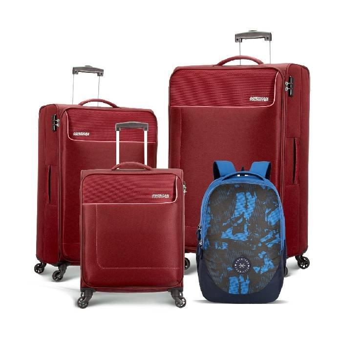 Buy American tourister jamaica (55+69+80) cm softside spinner luggage set with coco plus ba... in Kuwait