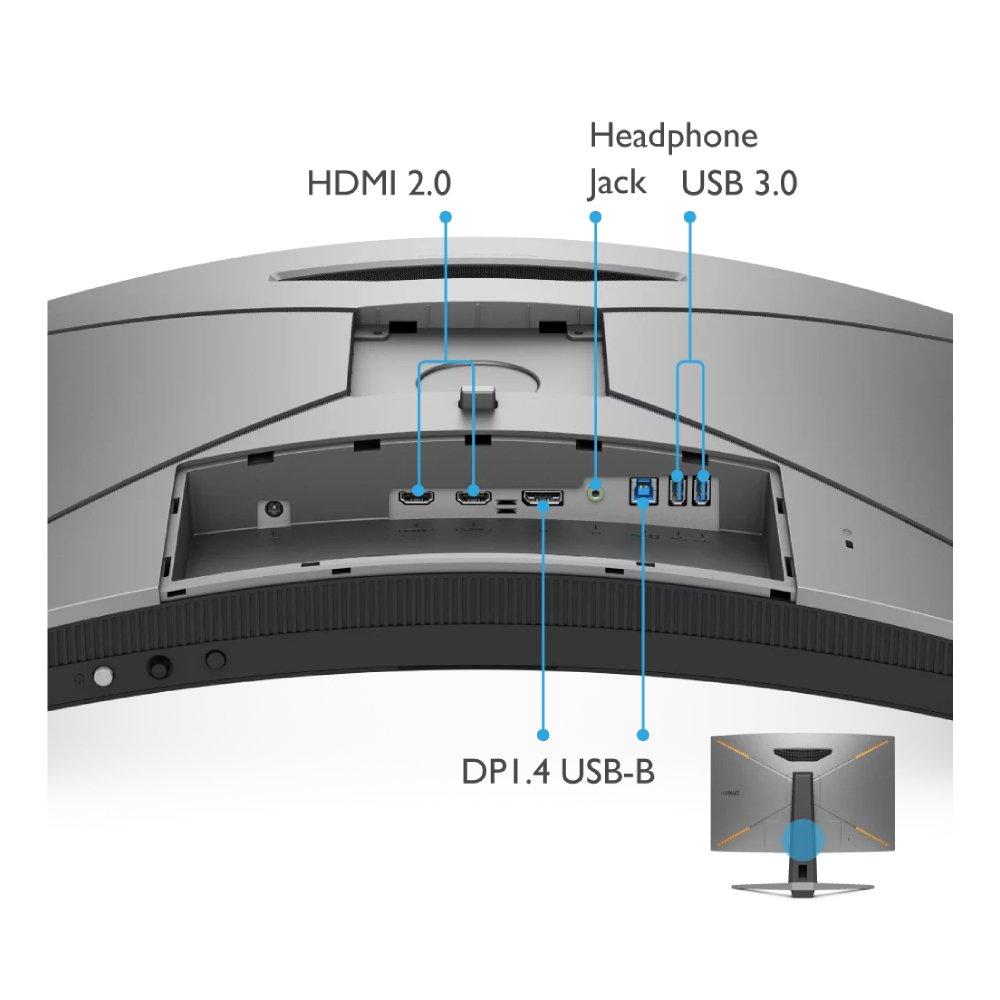 BenQ Curved 2K QHD Gaming Monitor, 32 Inch, 165Hz, 1Ms, 1000R, HDRi, EyeCare (EX3210R) - Metallic Grey
