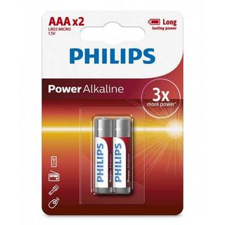 Buy Philips lighting power alkaline aaa 1. 5v batteries, 2pcs - lr03p2b/97 in Kuwait