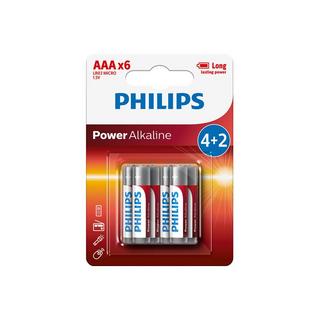 Buy Philips lighting battery alkaline aa promo pack (4 + 2), lr6p6b/97 – red in Kuwait