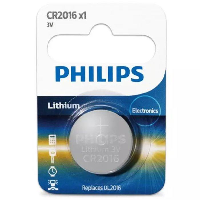 Philips Lithium Coin Battery 3V Single, CR2016P5B/97 - Blue