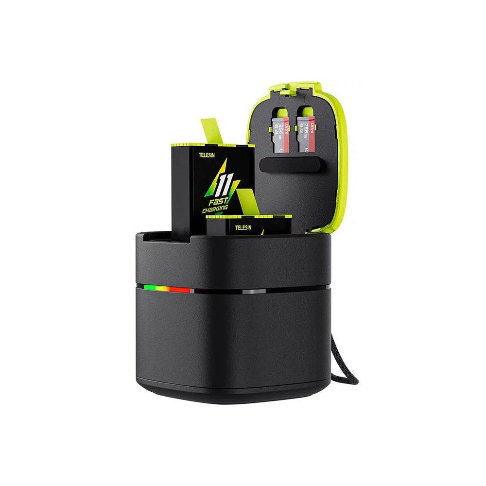 TELESIN Quick Charge Charging Case And Battery Set For GoPro 9/10/11, GP-FCK-B11 - Black