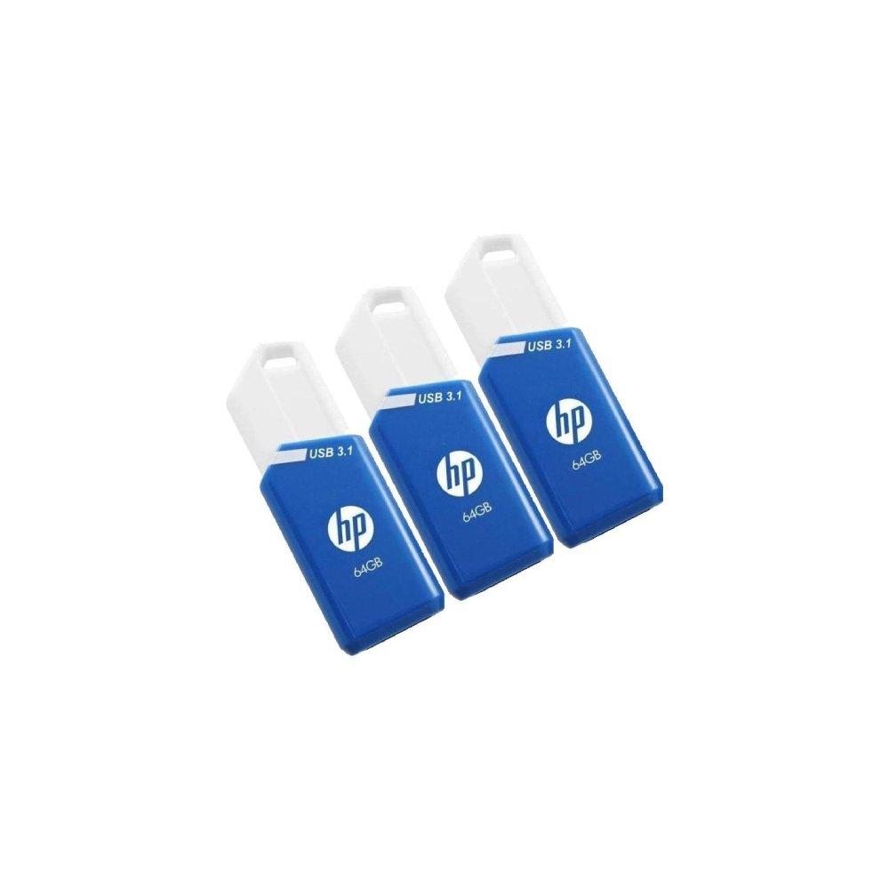 PNY USB 3.1 Flash Drive 3 Pack, 64GB, P-HPFD755W64X3-GE – White&Blue