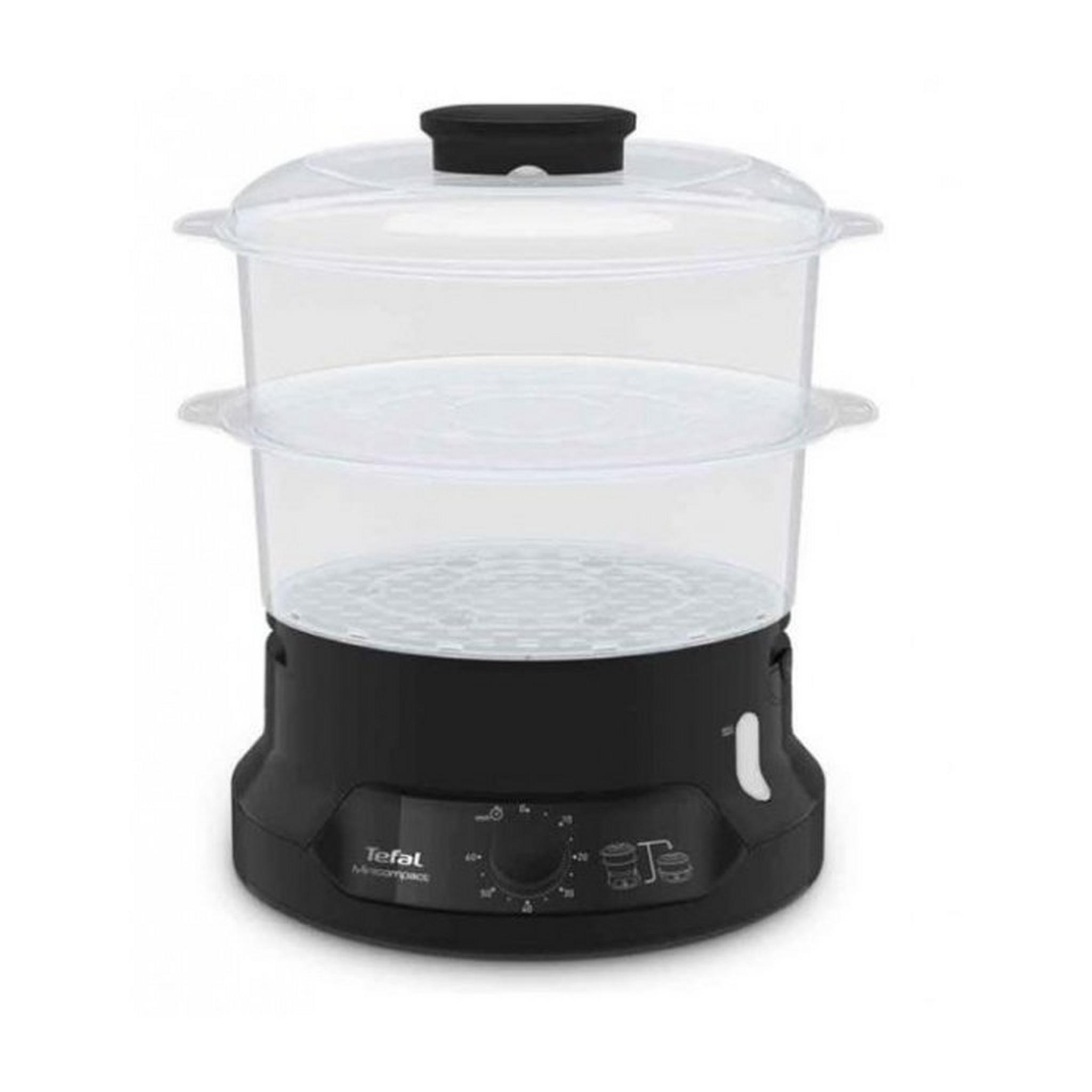 Tefal Mini Compact 2 Bowl Steam Cooker, 800Watts, 6 Liters, VC139865 - Black