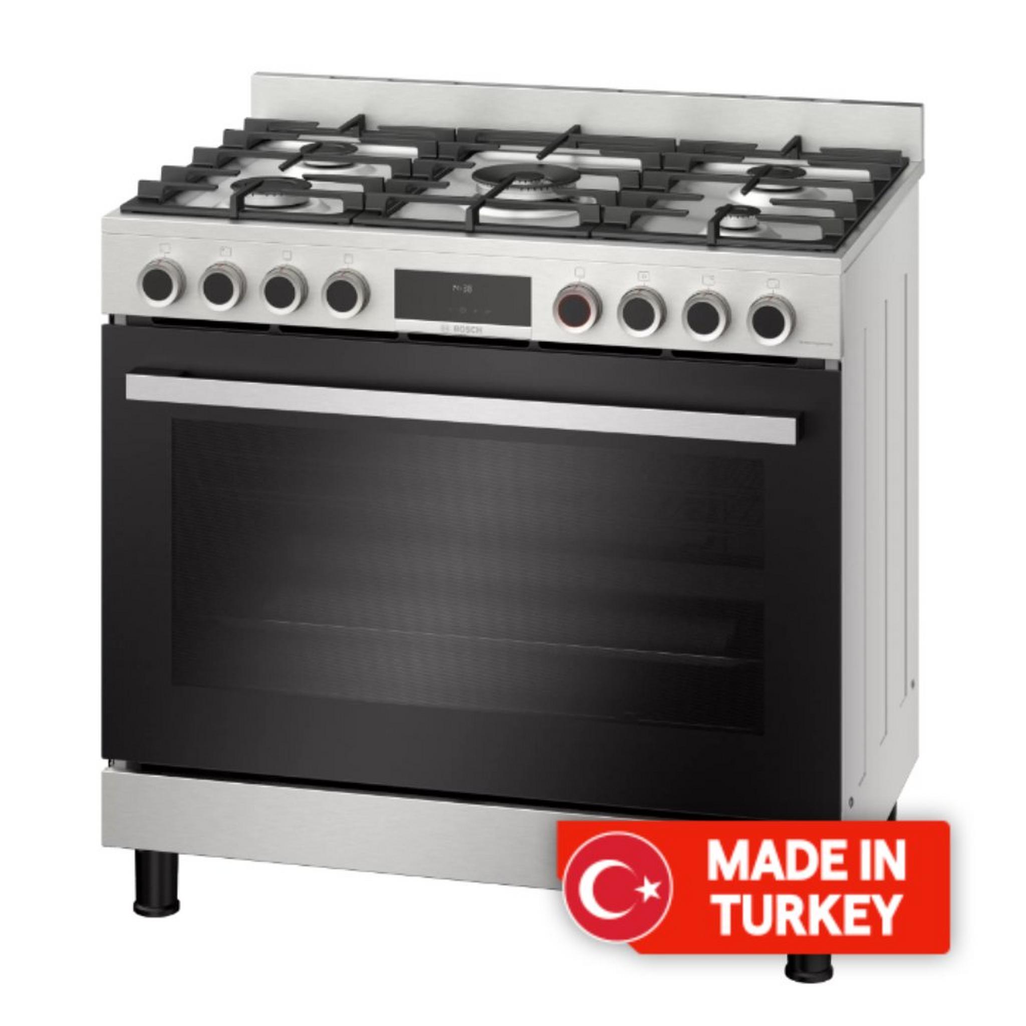 Bosch 5 Burners Gas Cooker, 90x60, HIZ5G7W50M - Stainless Steel