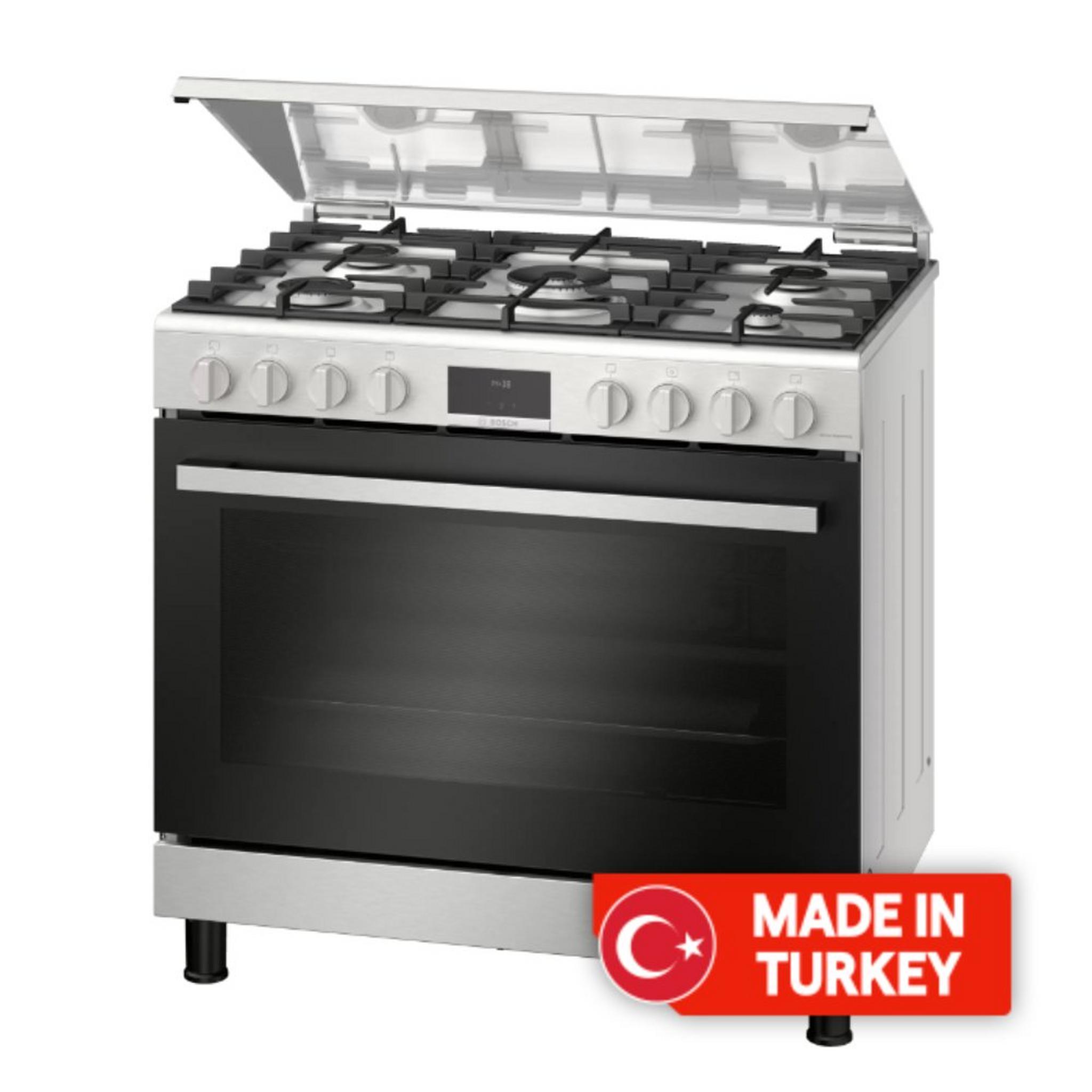 Bosch 5 Burners Gas Cooker, 90X60 CM, HGX5H0W50M - Stainless Steel