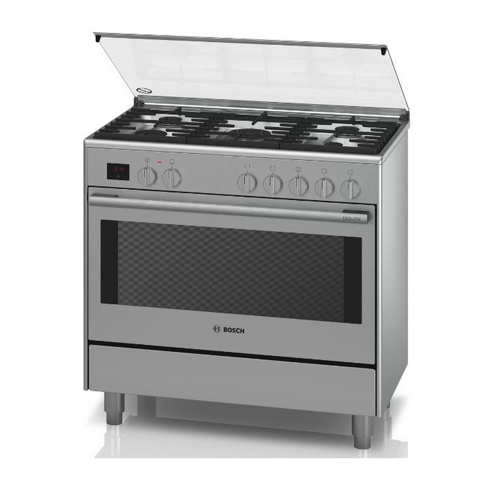 Bosch Series 8 Dual fuel 5 Burners Cooker, 90X60cm, HSB738357M - Stainless Steel