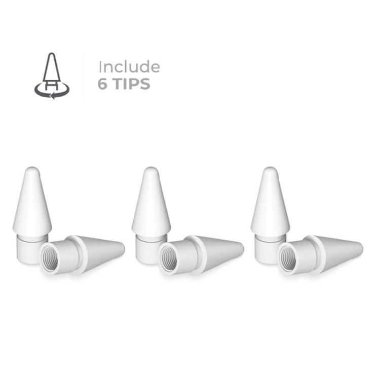 Blupebble Stylus Tips for Apple Pencil 1st Gen & 2nd Gen, 6Tips, BP-STYLUSTIP6 - White