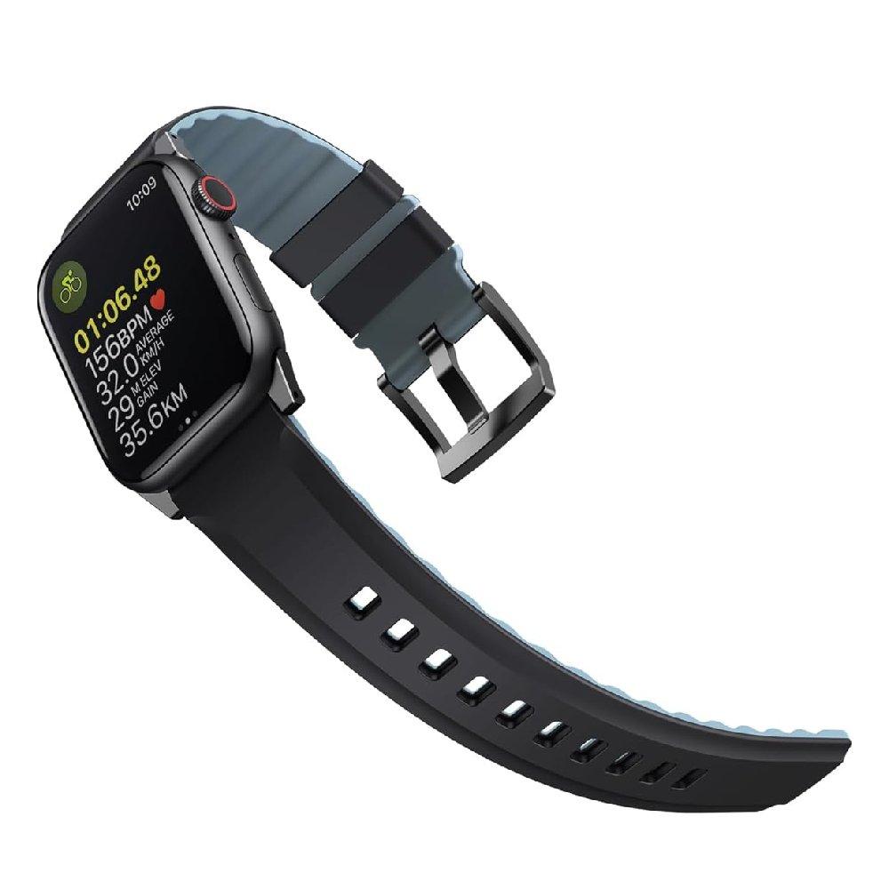 سوار سيليكون لينوس لساعة ابل من يونيك, 41/40/38 ملم - أسود