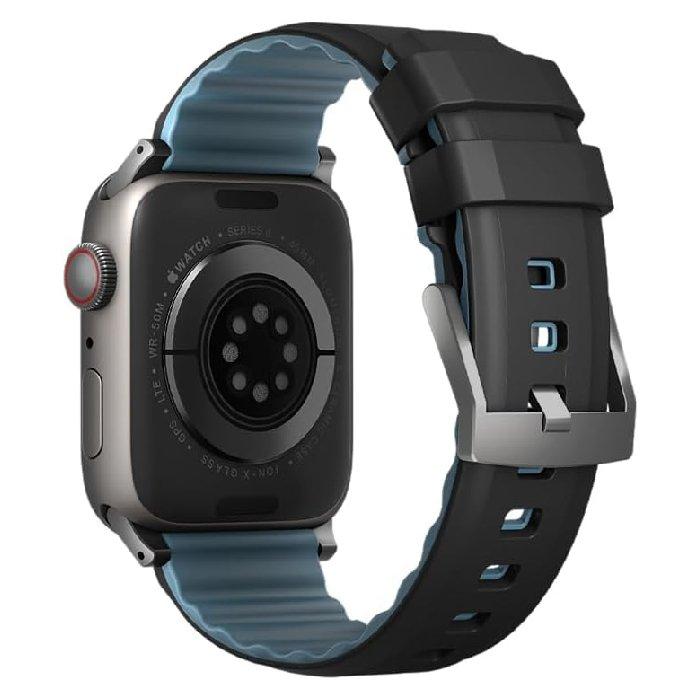 سوار سيليكون لينوس لساعة ابل من يونيك, 41/40/38 ملم - أسود