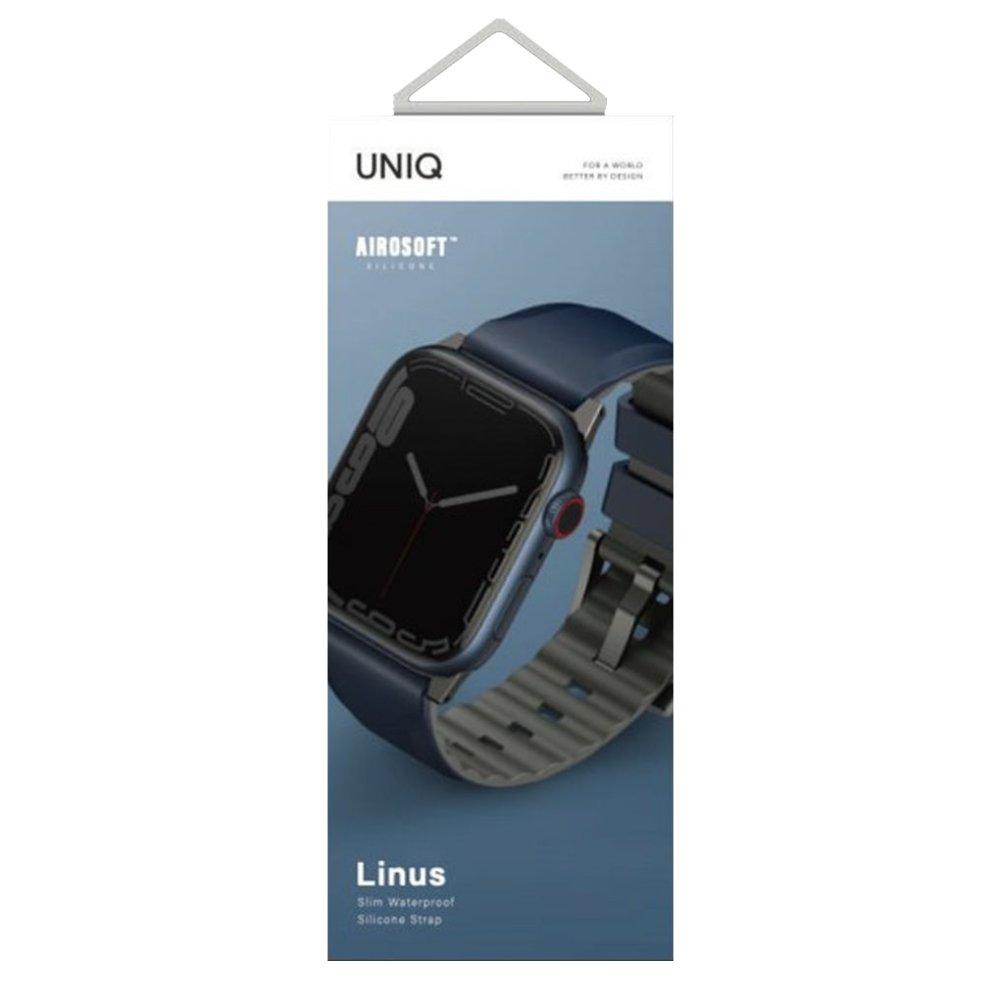 سوار لينوس سيليكون لساعة ابل من يونيك, 45/44/42 ملم – أزرق