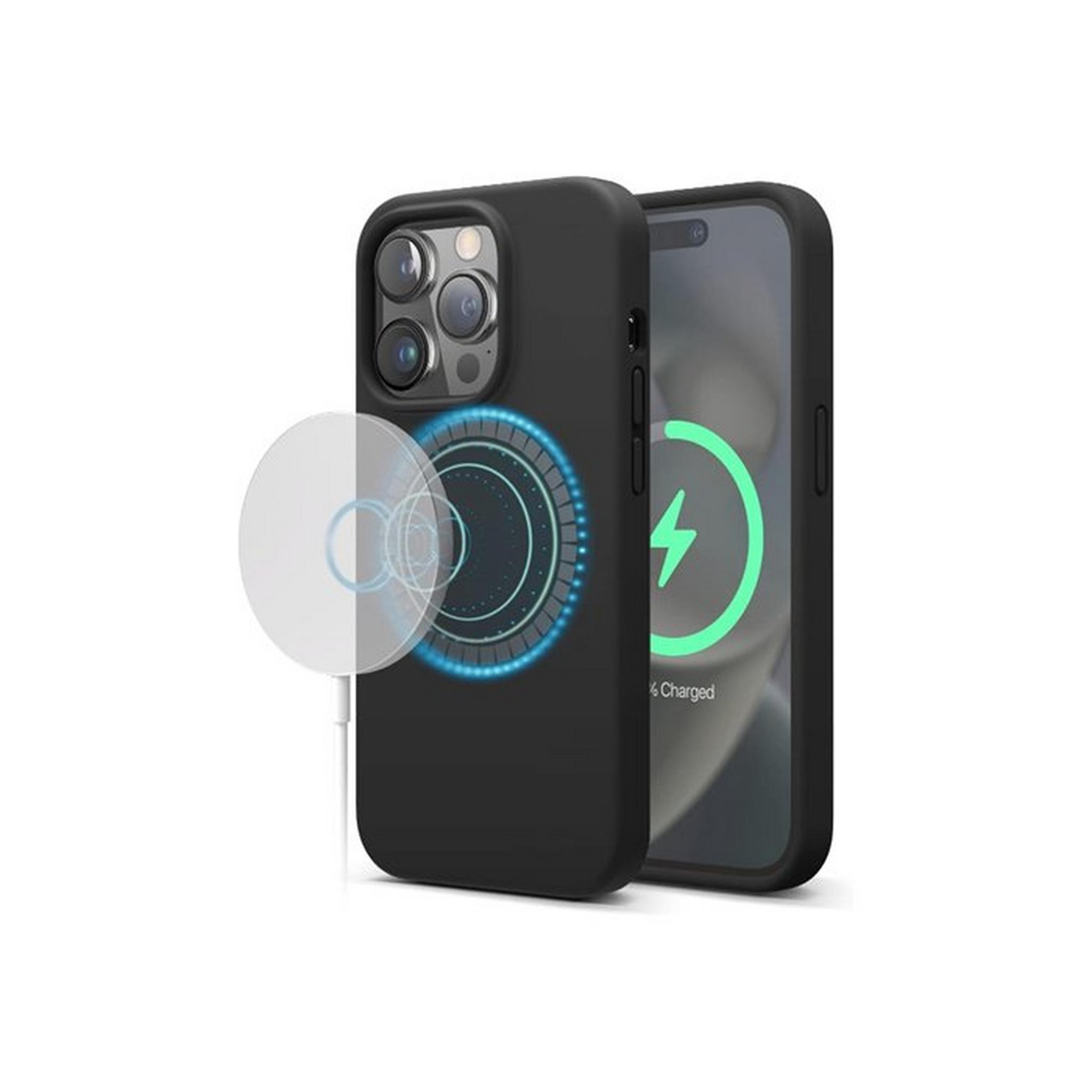 Elago Magnetic Silicone Case for 6.1-inch iPhone 15 Pro, ES15MSSC61PRO-BK – Black