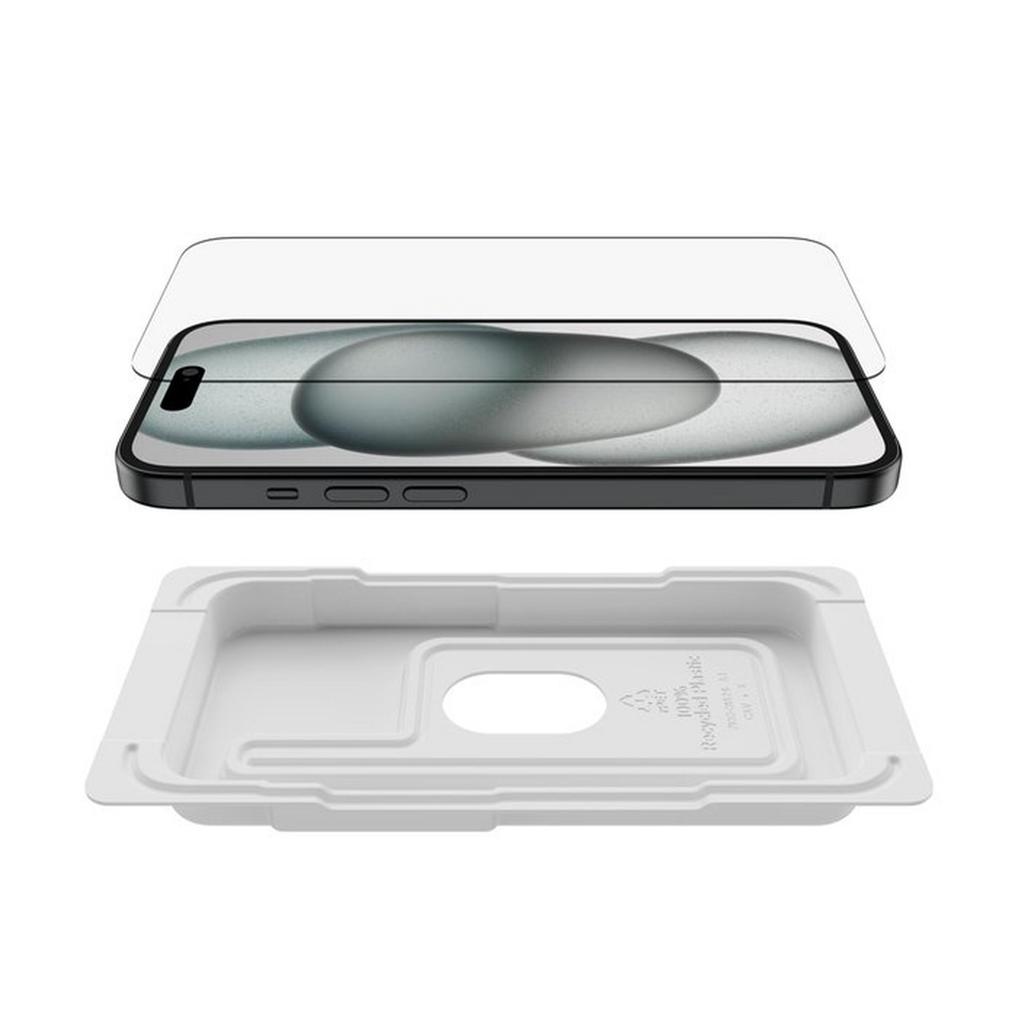BELKIN Screen Protector ULTRGLS AMT for 6.1-inch iPhone 15, OVA131zz – Clear