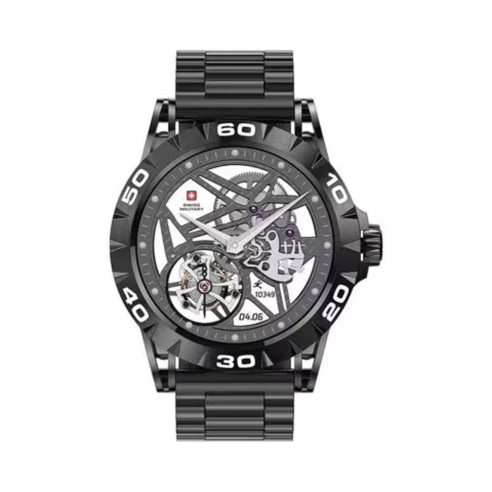 Buy Swissmilitary dom 2 smart watch for men, 1. 39-inch, metal strap, sm-wch-dom2-m-gm - black in Kuwait