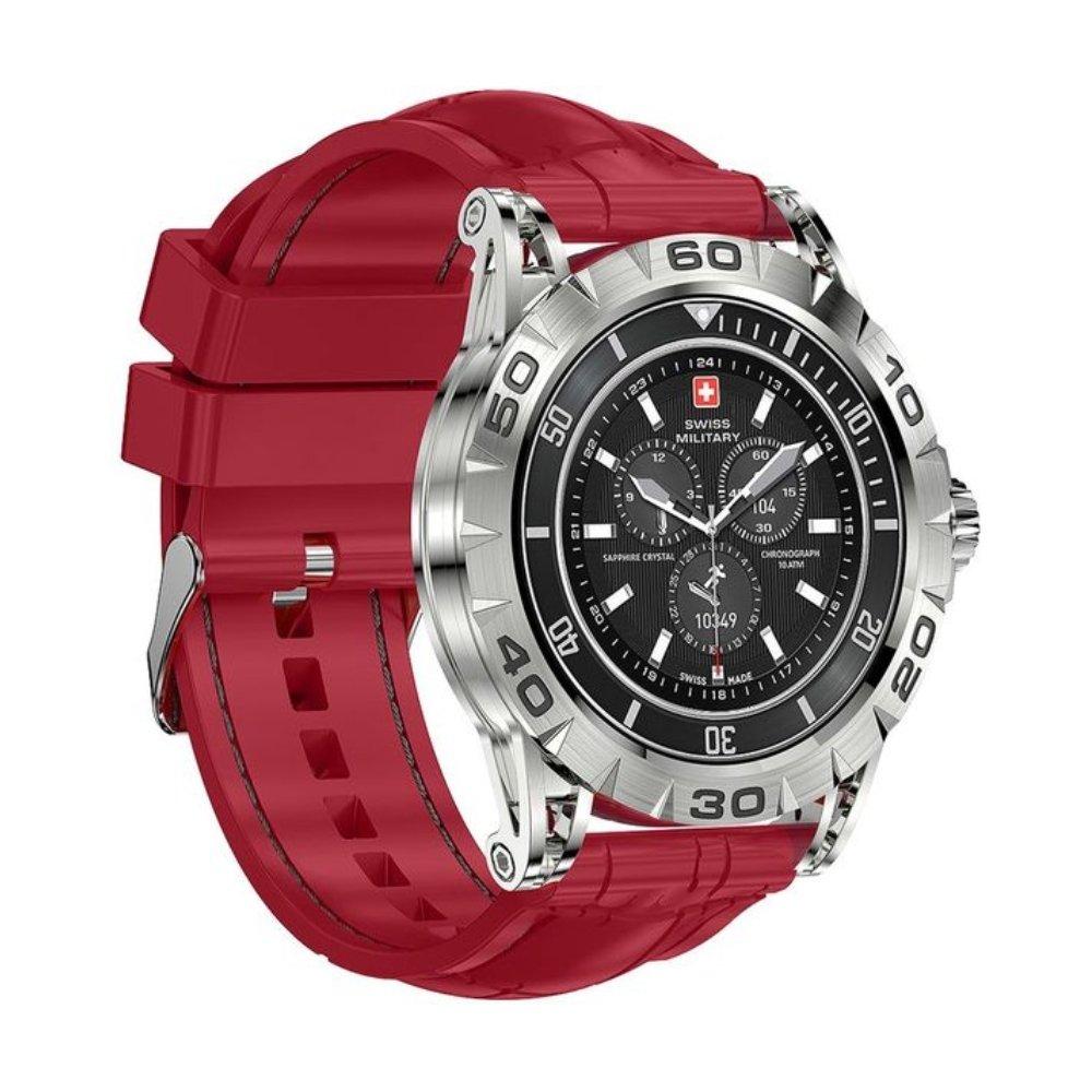 ساعة ذكية للرجال من سويس ميليتري دوم 2، 1.39 بوصة، حزام من السيليكون، SM-WCH-DOM2-S-RED - احمر