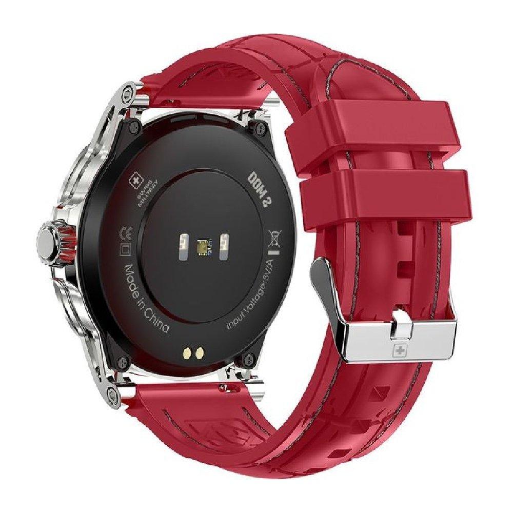 ساعة ذكية للرجال من سويس ميليتري دوم 2، 1.39 بوصة، حزام من السيليكون، SM-WCH-DOM2-S-RED - احمر