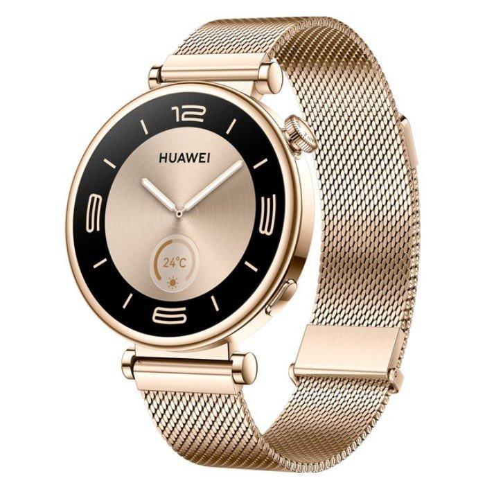 Huawei Watch GT4, 41mm, Stainless-Steel Body, Milanese Strap - Gold