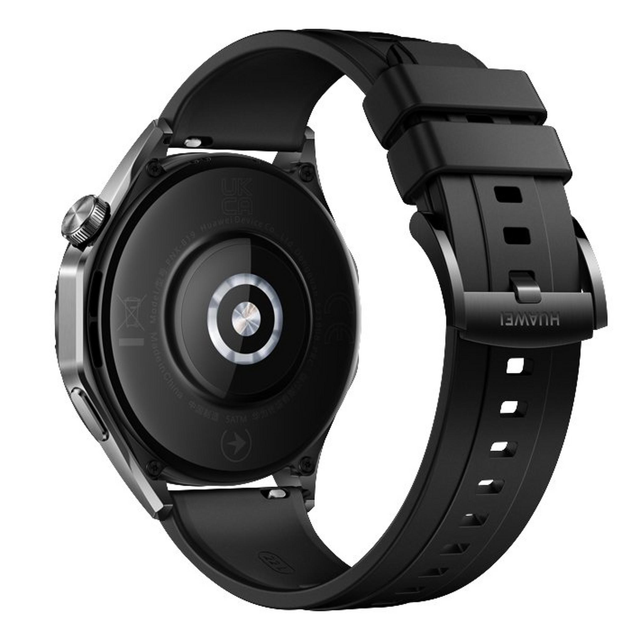 هواوي ساعة جي تي 4، 46 ملم، هيكل من الستانلس ستيل، حزام من الستانلس ستيل - أسود